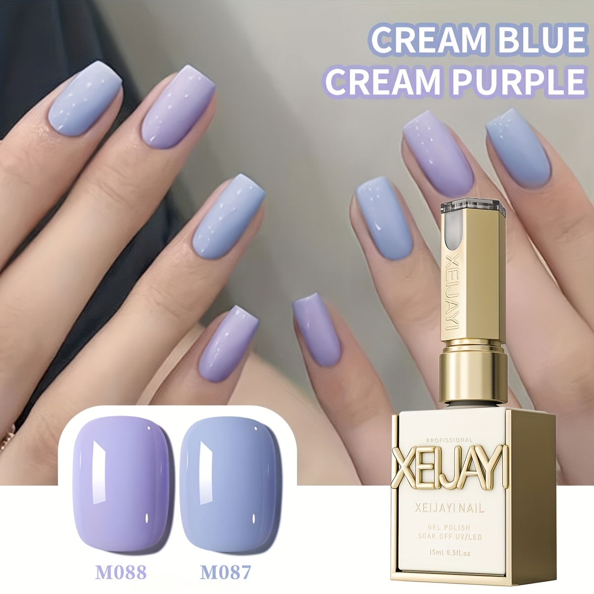 Image of 2 Colors 15ml Spring Nail Art 2025 Pastel Nails New Popular Cream Blue And Cream Purple Nail Gel Semi Permanent Nail Art Soaking Led Nail Salon Diy Nail Salon Gel Seasonal Nail Art