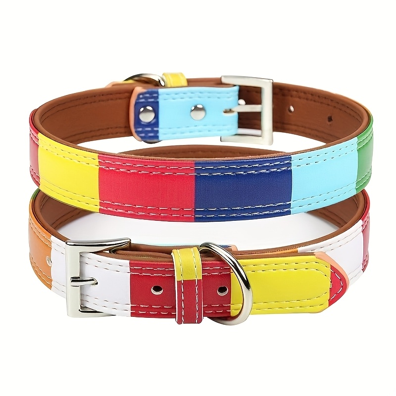 Customized Rainbow Checkered Pet Collar with Adjustable Safety Straps