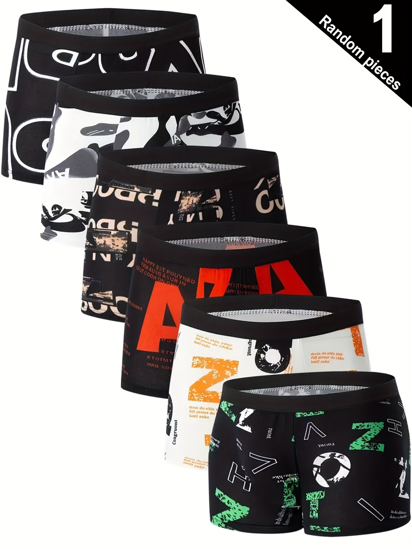 [Stylish] Breathable Men's Boxer Briefs - Soft, Stretchy Polyester-Elastane Blend, Geometric and Pop Culture Patterns, Ideal for Sports & Casual Wear