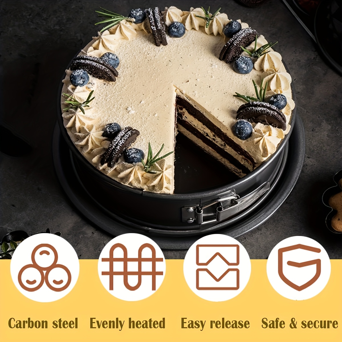 TEMU Springform Pan, Cake Pan Bakeware With Removable Bottom, Baking Pan Cake Molds, Nonstick Leakproof