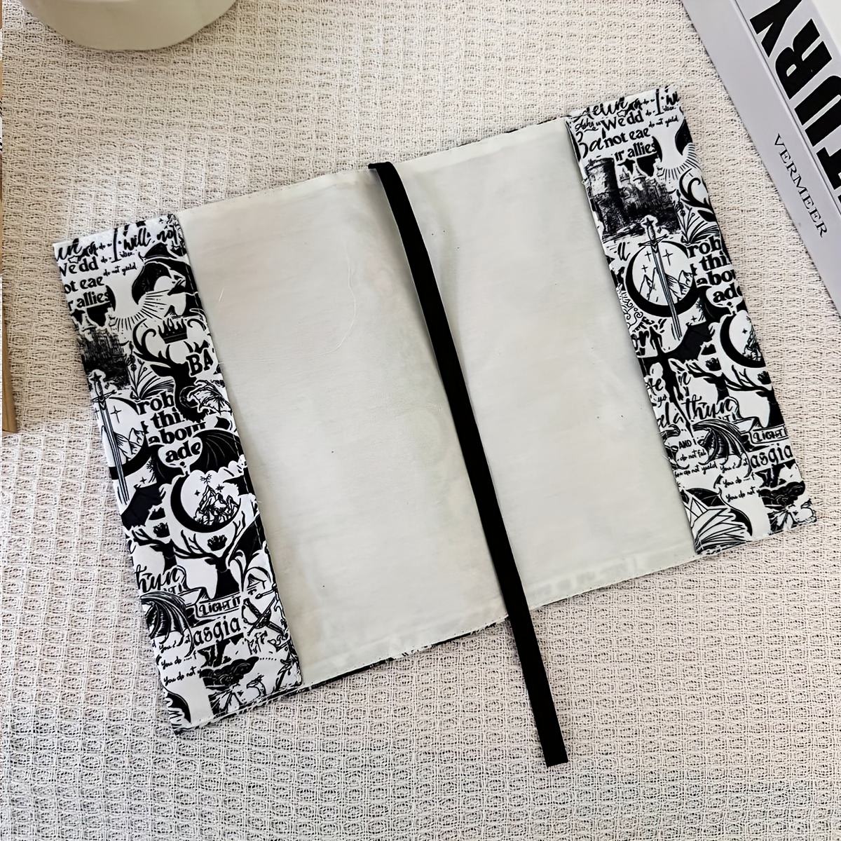 1pc gothic dragon   a5 book cover medieval like   pattern with korean   like characters   korean text soft durable fabric like planner case for journals notebooks diaries   supplies