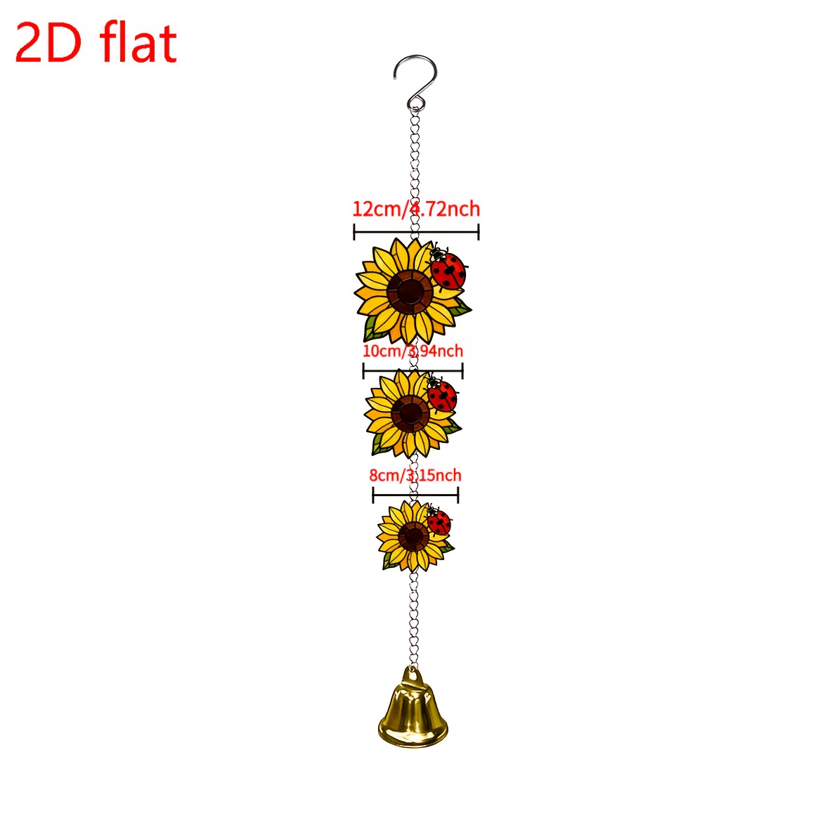 TEMU 1pc 2D Plat, Style Verre Coloré, 3pcs Pendentif Carillon Éolien et Coccinelle en Acrylique, Attrape-Soleil à Suspendre à , Décoration de Jardin