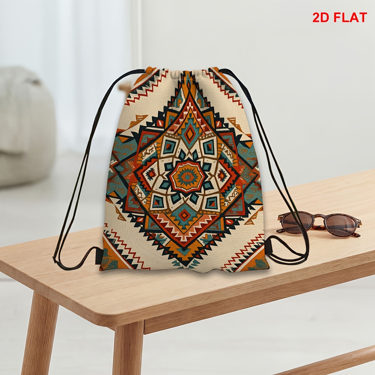 TEMU 1 pieza, 2D . Mochila-bolsa de almacenamiento con cordón y estampado de estilo , adecuada para regalos de y fiestas de Navidad, bolsa de