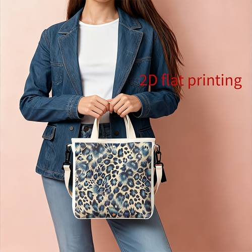 1pc mens durable tote bag print themed shoulder bag leopard animal print design unisex 23x24x6cm with shoulder strap reusable shopping bag suitable for casual shopping trips daily commutes holiday gifts