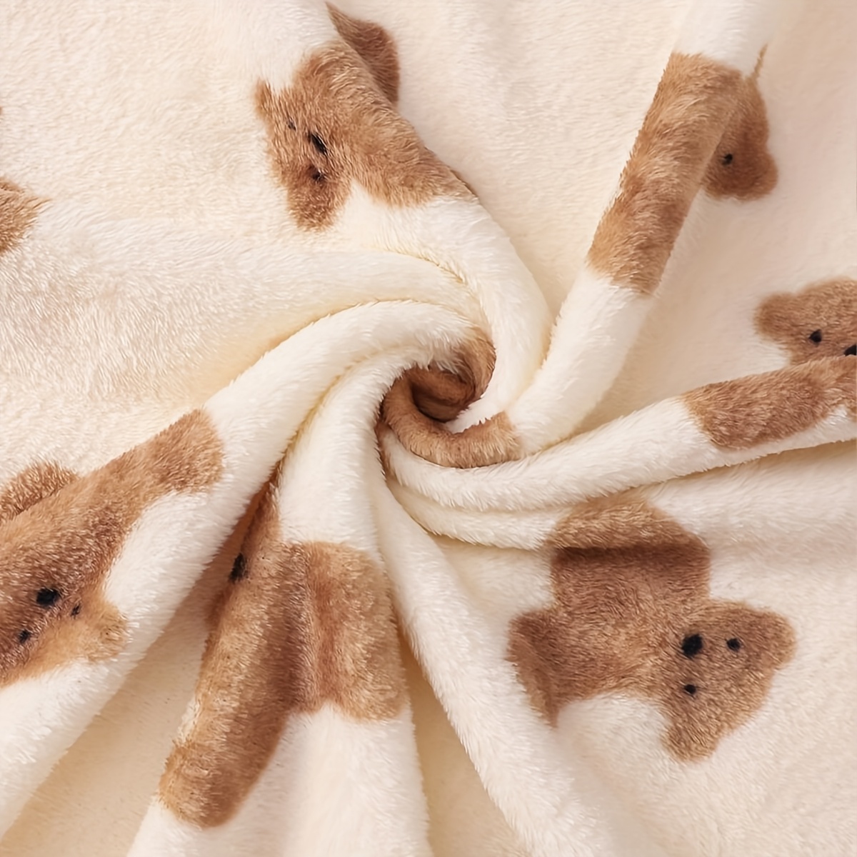 TEMU 1pc Cartoon Bear Pattern Soft And Comfortable Blanket, Flannel Material, Full Print Brown Bear Pattern, Single Number Print, Very Suitable For