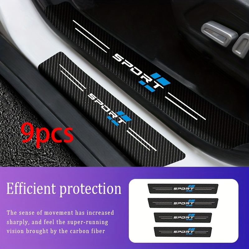 

9-piece Car Door Sill Protector Set - Scratch-resistant Pvc Stickers For All Models, Easy Install & Single-use