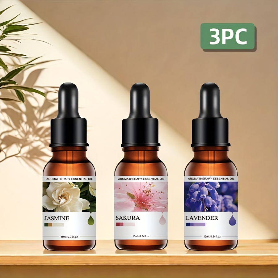 3-Pack 10ml Essential Oil Diffuser Bottles with Wax Melts, Candle Warmer, Humidifier Refill for Car and Home Use - Perfect Father's Day Gift