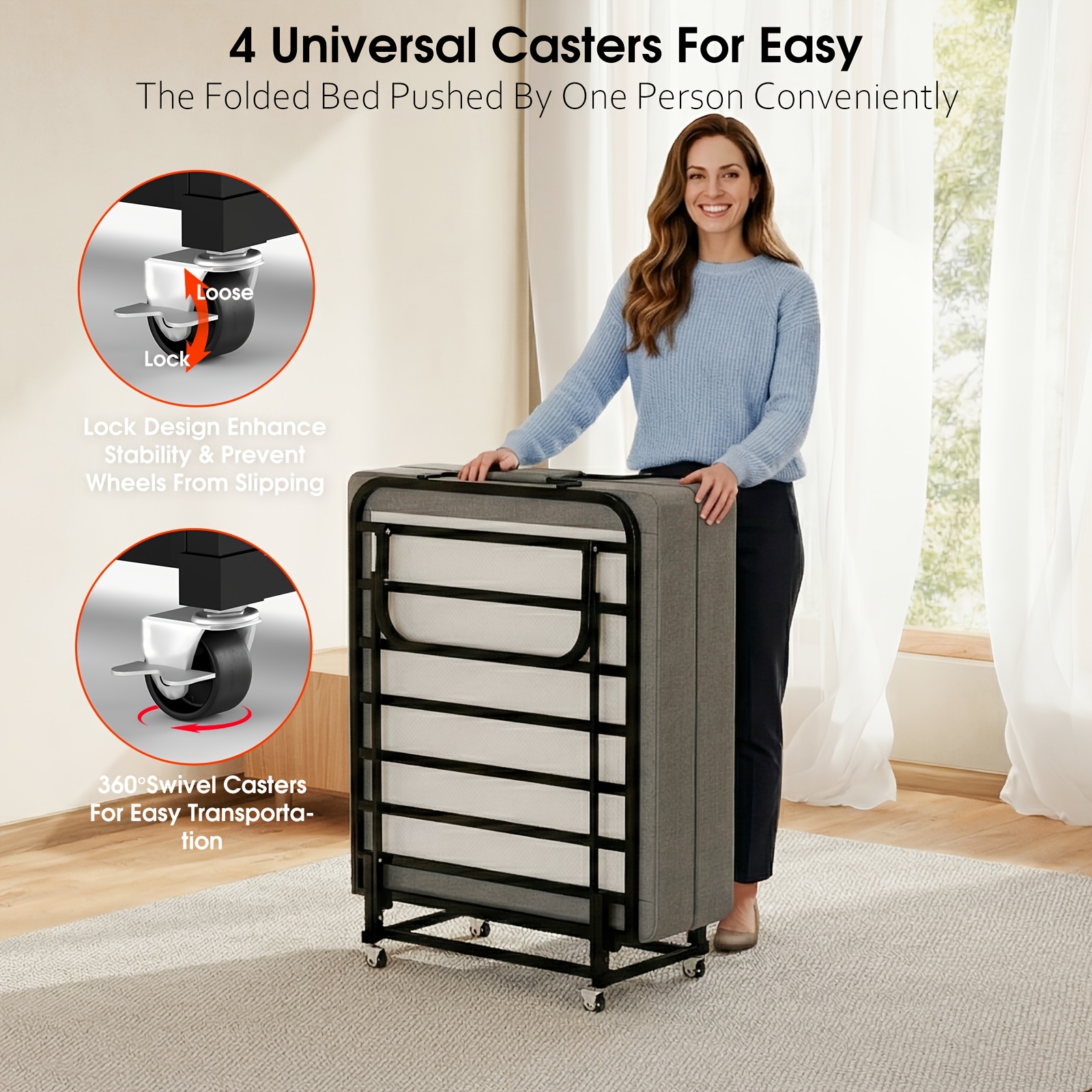 Twin Size Folding Bed with 3