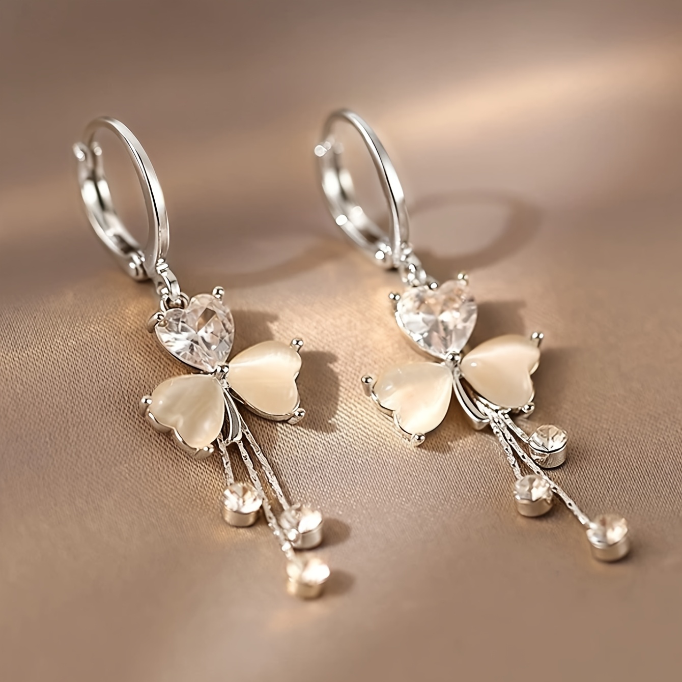 TEMU 1 Pair Of Elegant And Fashionable Three- Tassel Earrings, Suitable For Women's Parties And Daily Wear
