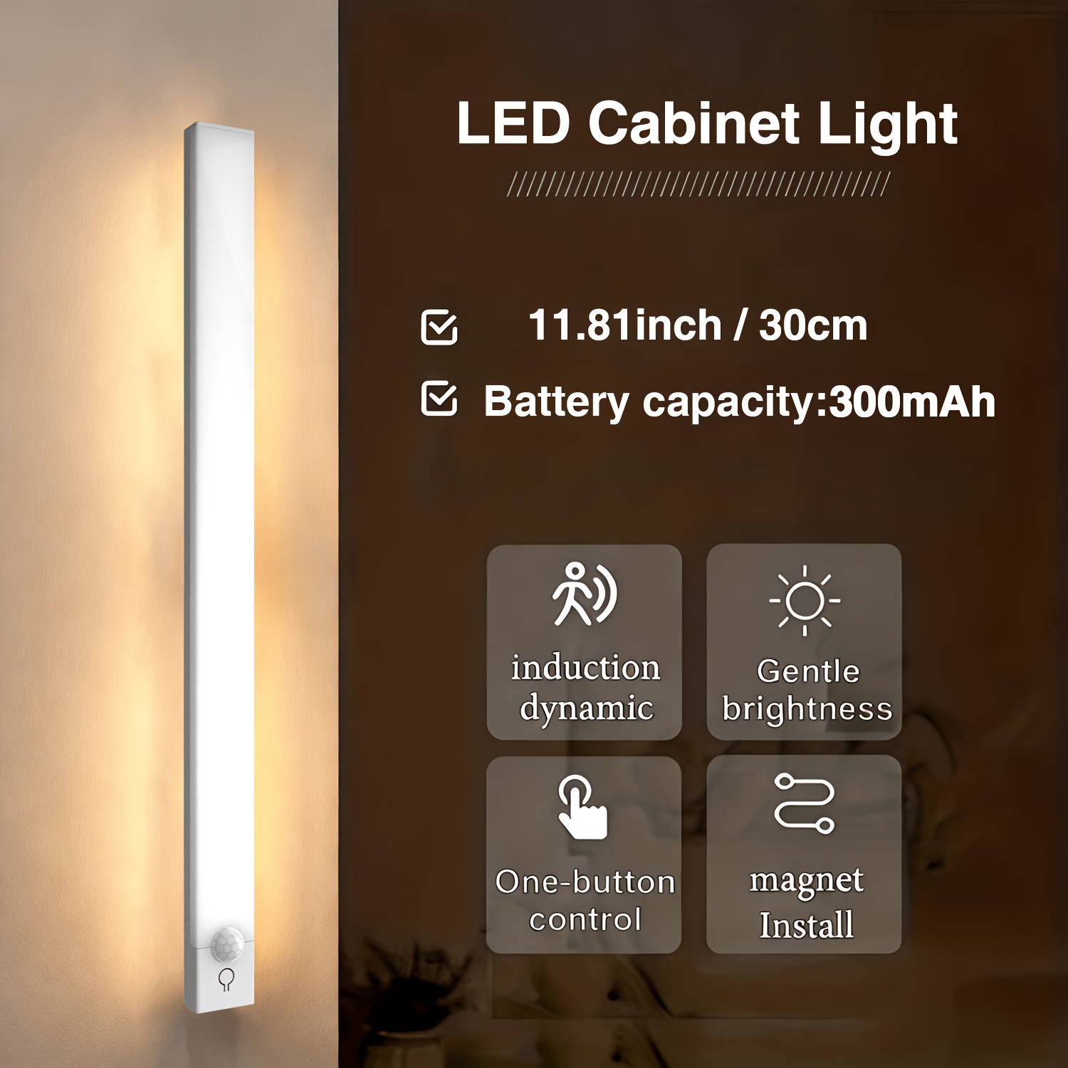 TEMU Nbbuff Led Motion-activated Light With 3 Temperature Settings, Infinite Dimming, 360° Panoramic Detection, Usb Rechargeable, Electronic Lighting