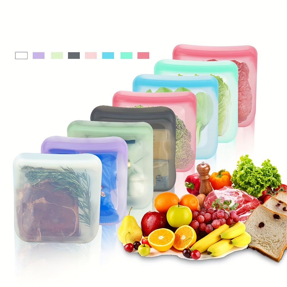 freshstorage silicone vacuum sealer bags microwave refrigerator safe leak proof self sealing no electricity needed food grade reusable storage pouches details 0