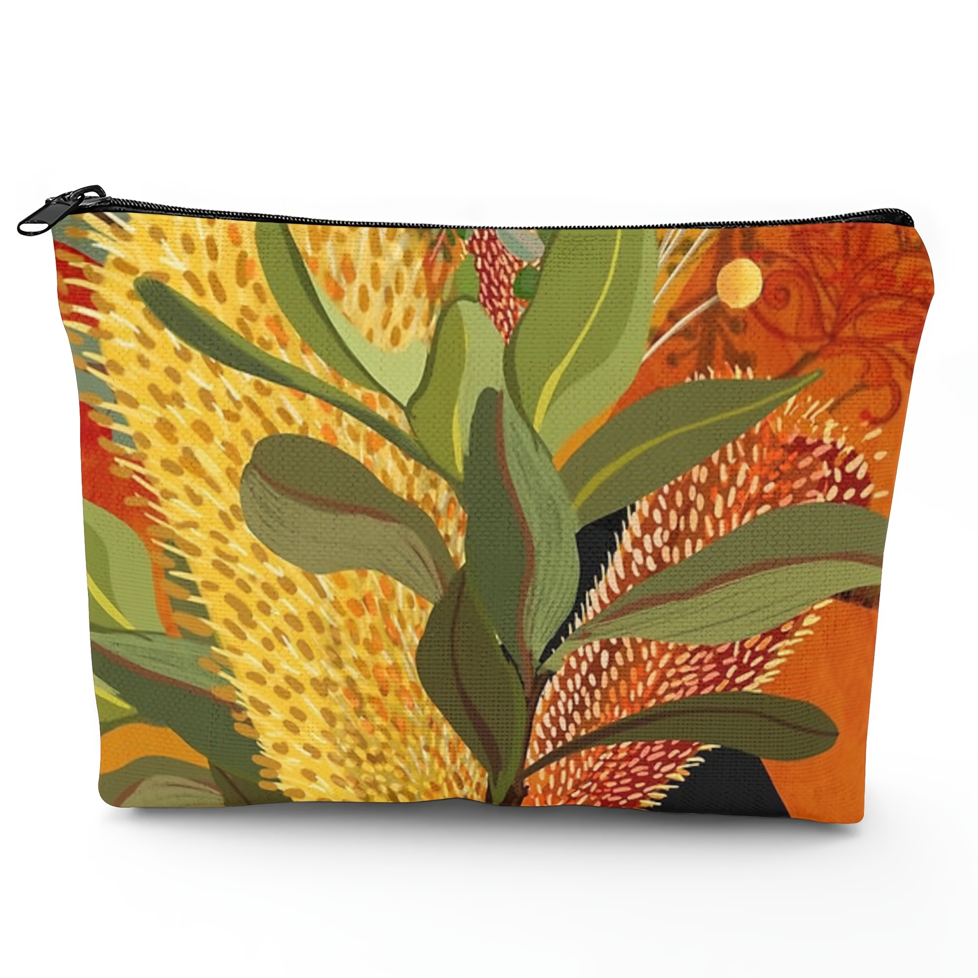 TEMU Australian Floral Plant Red- Makeup Bag, Suitable For Daily Grooming And Travel Essentials, A Compact Pouch That Perfectly Your Personal Care