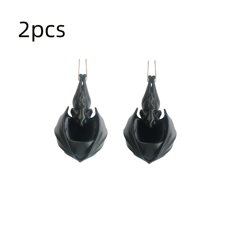 TEMU 2pcs Hanging Bat Planter, Upside Down Bat Gothic Wall Hanging Succulent Pot, For Climbing Vines, Indoor Outdoor Porch Garden Decor, Halloween