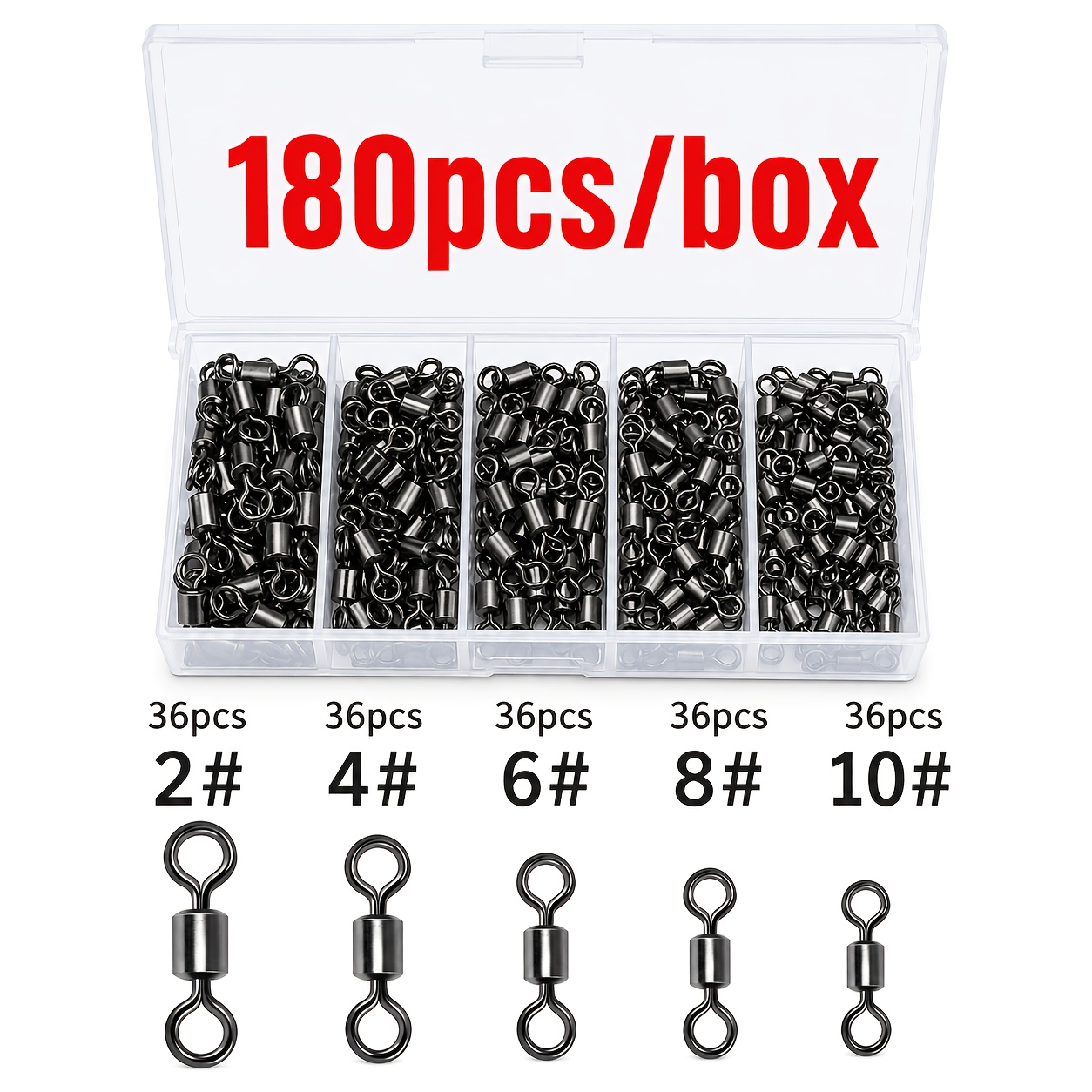 TEMU 60/180pcs Fishing Swivels, Heavy-duty Stainless Steel Rolling Swivel Connectors, Fishing Line Swivels For Lure Fishing, , Carp, Saltwater, Rock