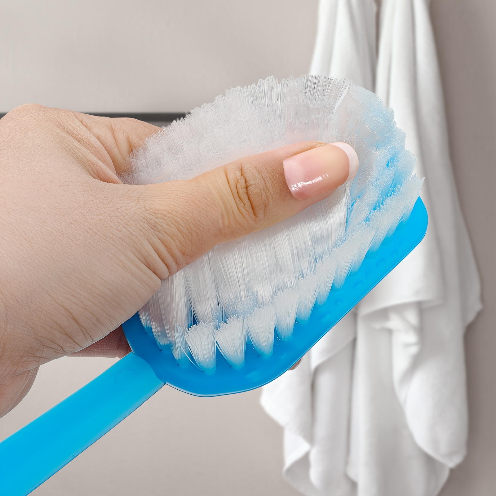 ergonomic long handled bath brush with soft bristles ideal for deep cleansing exfoliation back massage quick dry material   design for shower use Product details 1
