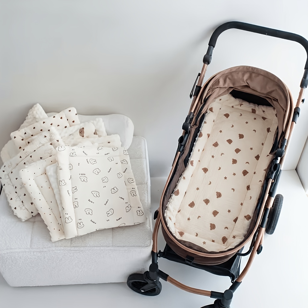 1pc Cartoon Print Children' Cushion, Soft, Comfortable, And Breathable, Reversible, Stroller Accessory, Suitable For Multiple