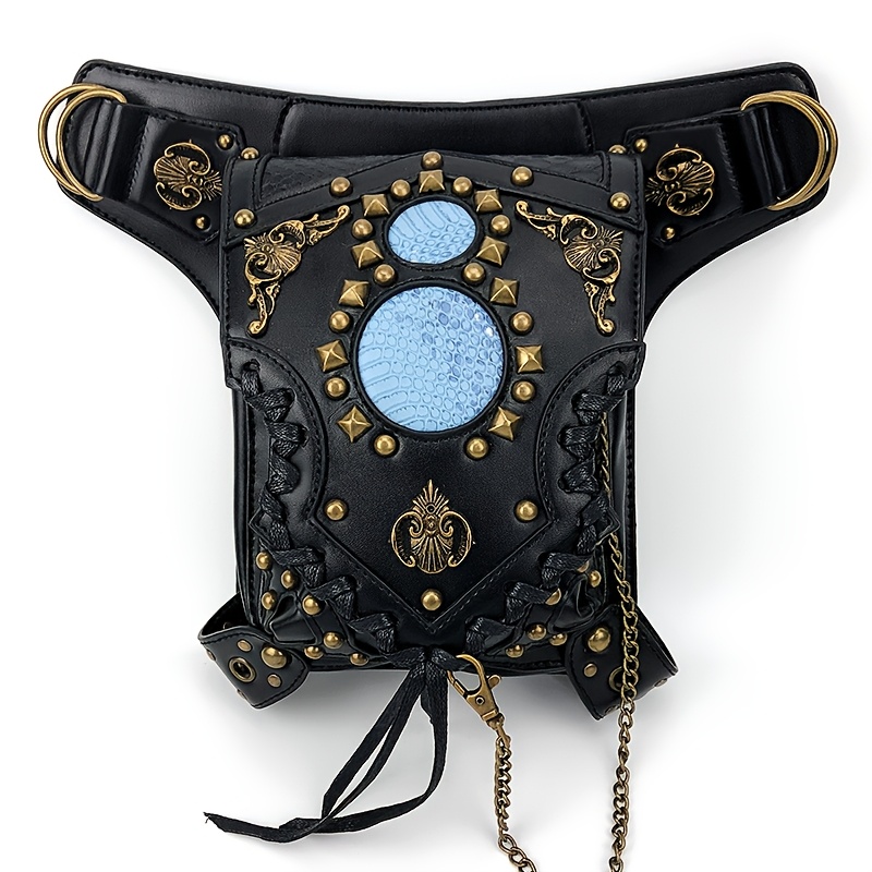 Image of Cross-border Fashion New Steampunk Single Shoulder Crossbody Bag Chain Bag Women's Waist Bag Men's Trendy