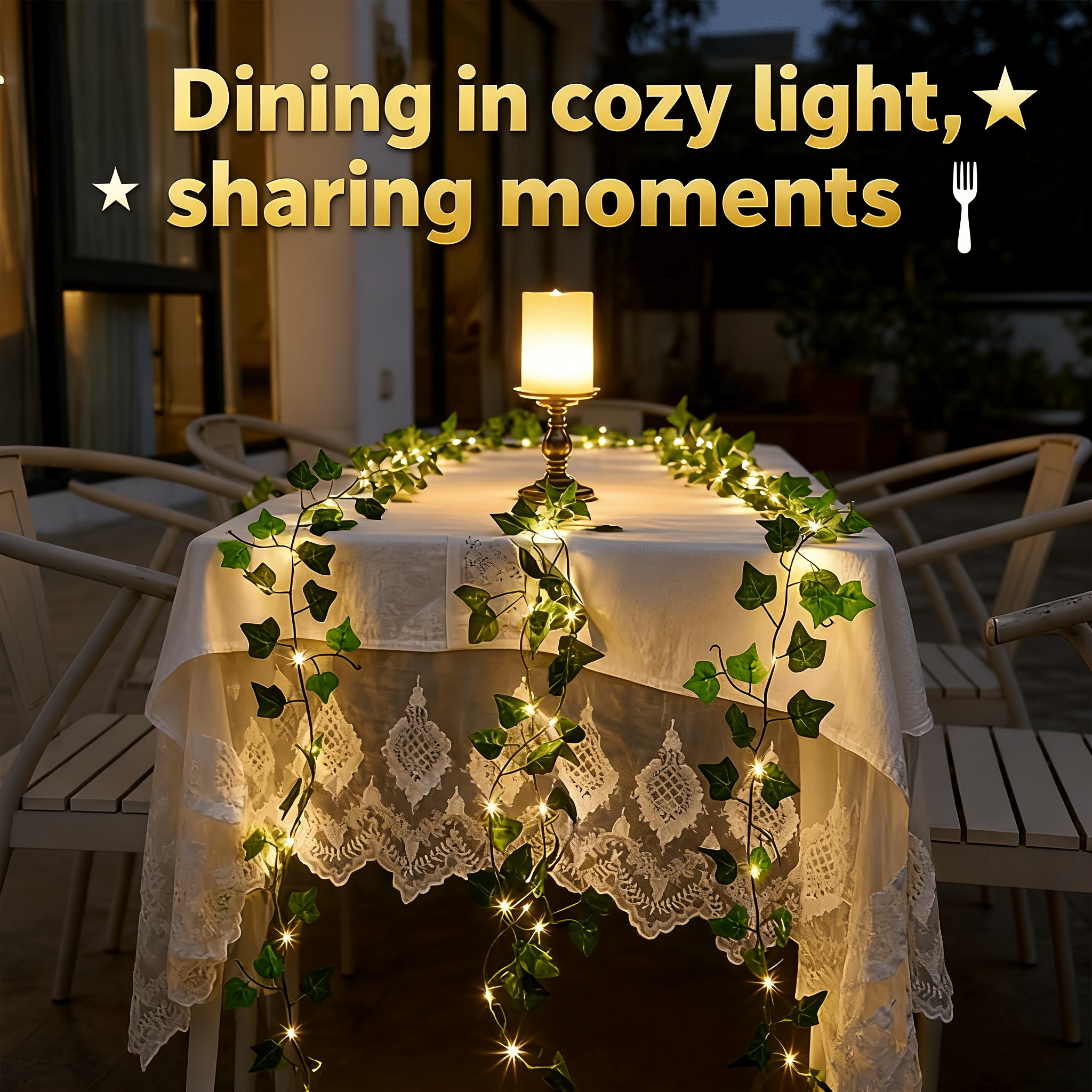 Image of Battery-powered Ivy String Lights - Realistic Green Leaf Design, Suitable For Indoor Christmas Decor, Fairy Lights, And Festive Ambiance, Home Decor Fairy Lights
