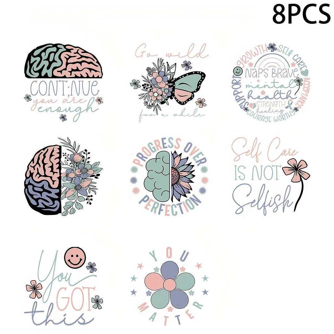 Healing Quotes Pattern Uv Dtf Cup Stickers Waterproof - Temu