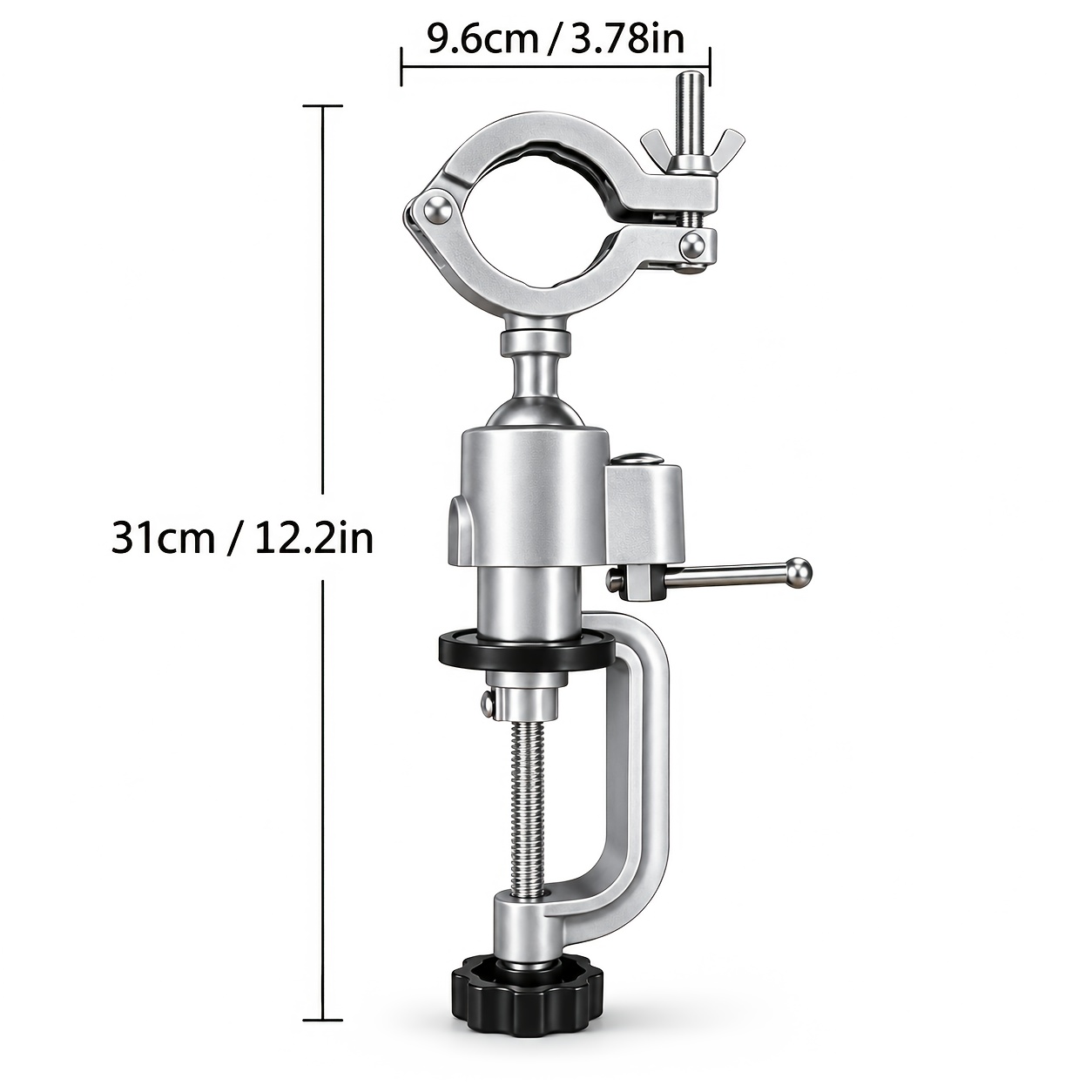 TEMU New Metal Universal Stand Set For Drills And Grinders, Featuring A 360° Rotating Base And A Multifunctional Clamp With Adjustable Height.