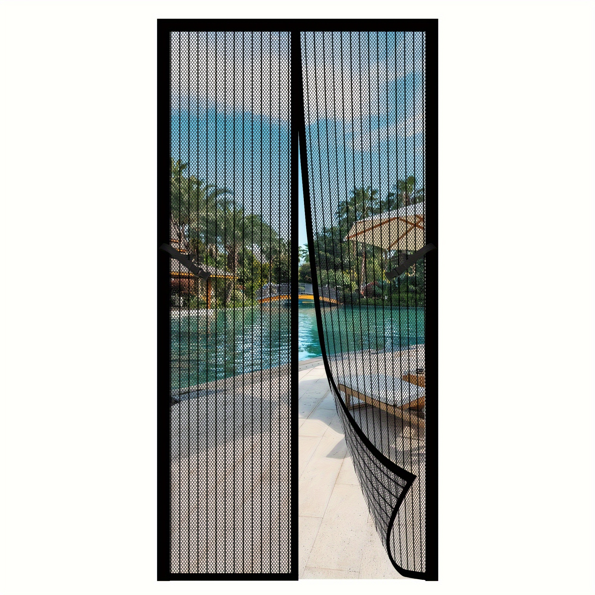 

Screen Door, Self Sealing And Heavy Duty Door Curtain, Hands Free Mesh - Curtain