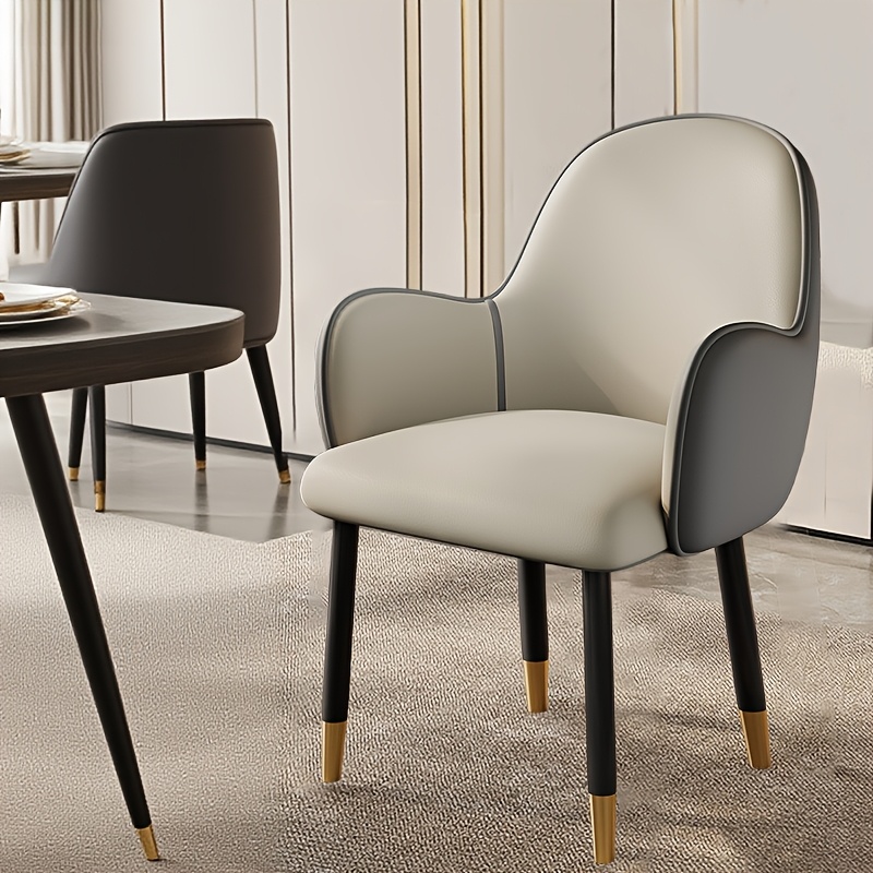 1pc french style leather dining chair grey open back sponge filled suitable for   hotel western  