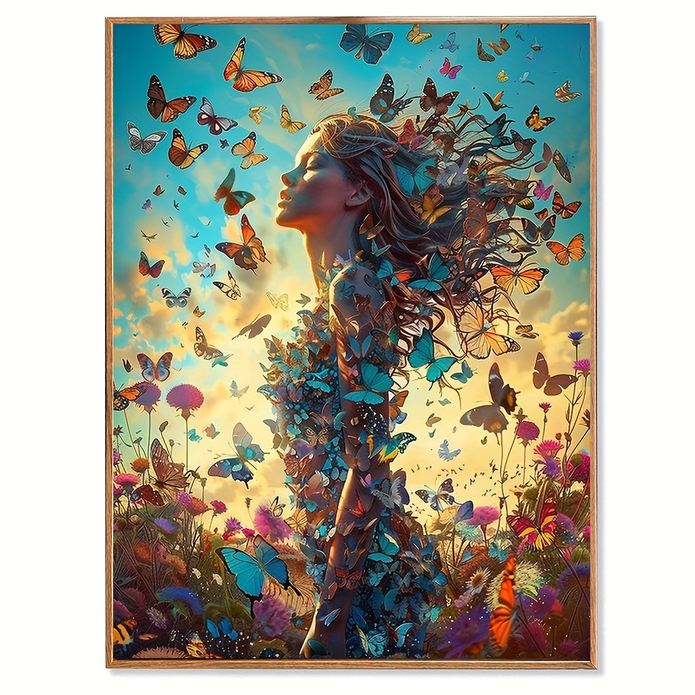 

1pc Butterfly Beauty Canvas Print Artwork Painting, Wall Art, For Indoor Or Outdoor Wall Decoration, Room Decor, Home Decor, Cafe, Shop, Office, Bedroom Decor, 12x16in/30*40cm, Frameless
