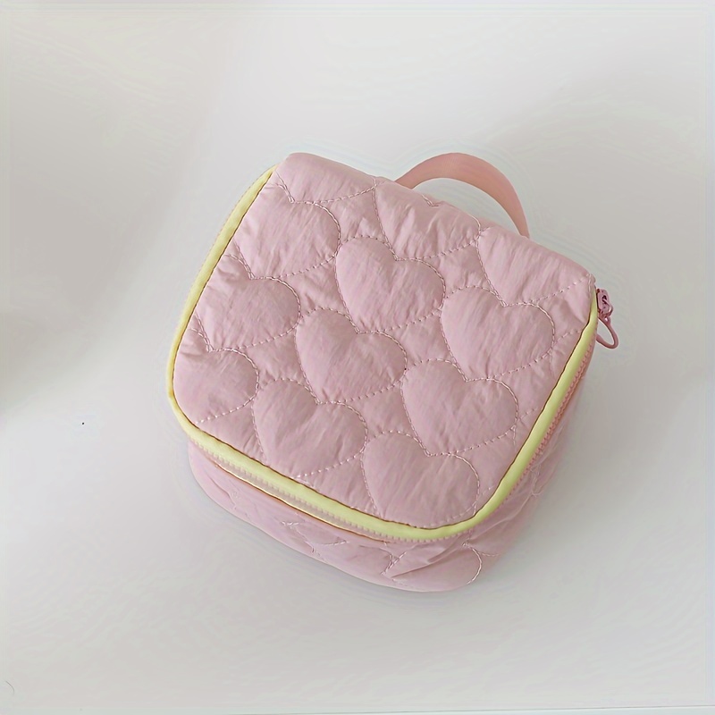 TEMU Love Stitching Cosmetic Bag Storage Bag Large Capacity Portable Travel Handbag Wash Bag