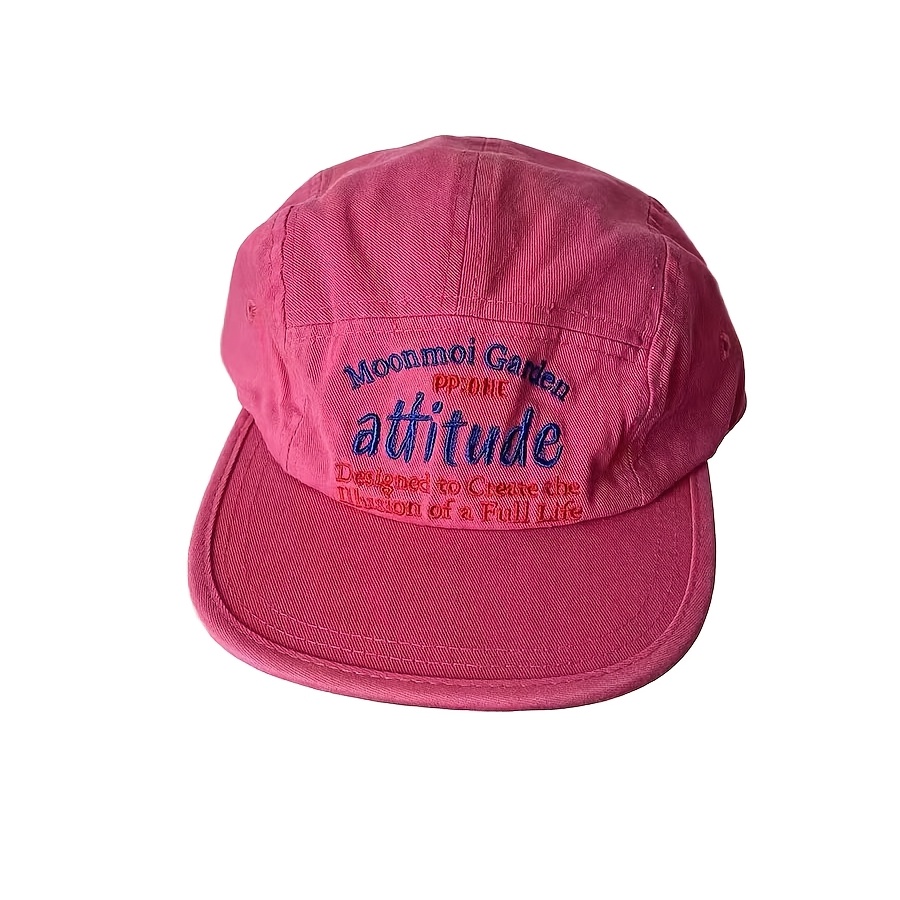 Rose Red Flat Brim Five-panel Baseball Cap For Women, , Niche Style With Lettering, Trendy Flat Brim Hat