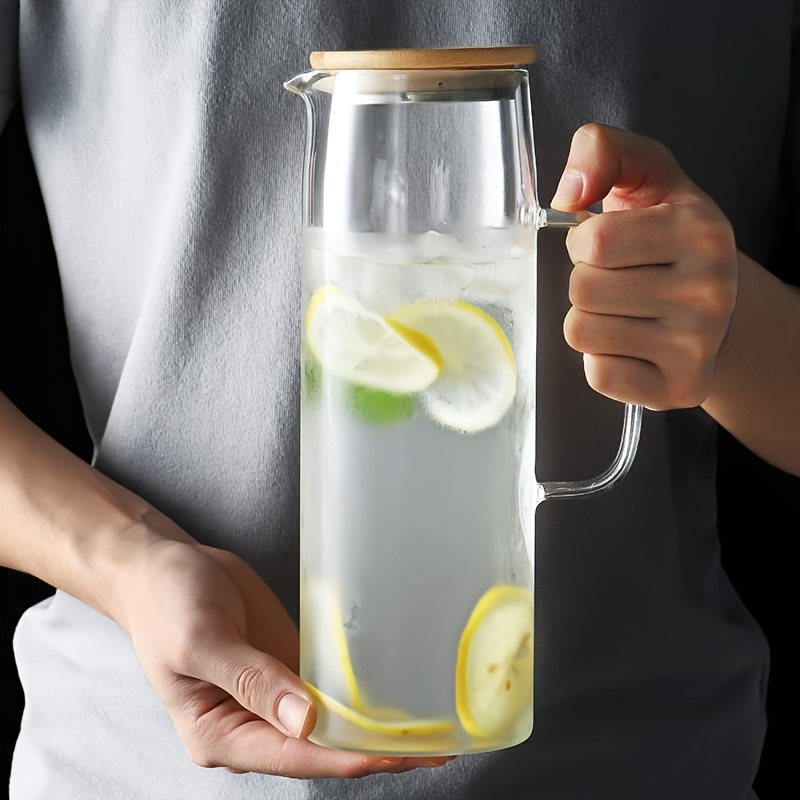 

1pc, Glass Pitcher, 1000ml/1500ml Glass Jug With Sealed Lid, Beverage Pitcher For Water, Iced Tea And Juice Drink