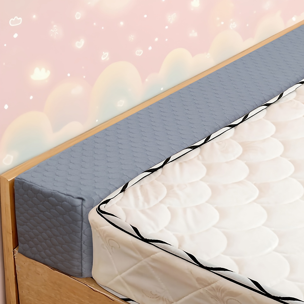 TEMU Mattress Extender, Bed Gap Filler For Headboard Bed Crack Pillow - Headboard Pillow Between Headboard And Mattress Or Wall, High-density Foam With Removable Cover