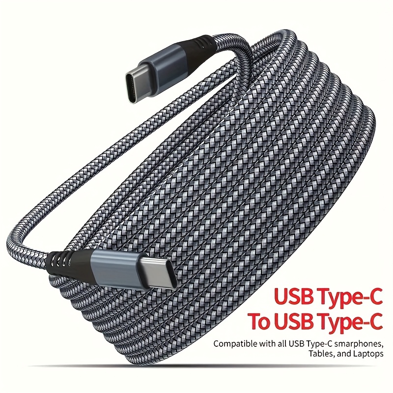 

3ft/6ft/10ft, Type-c To Type-c Cable, Usb Cable For /15 Plus Pro Max, For Phones, Laptops, Round Male To Male Fabric Connector