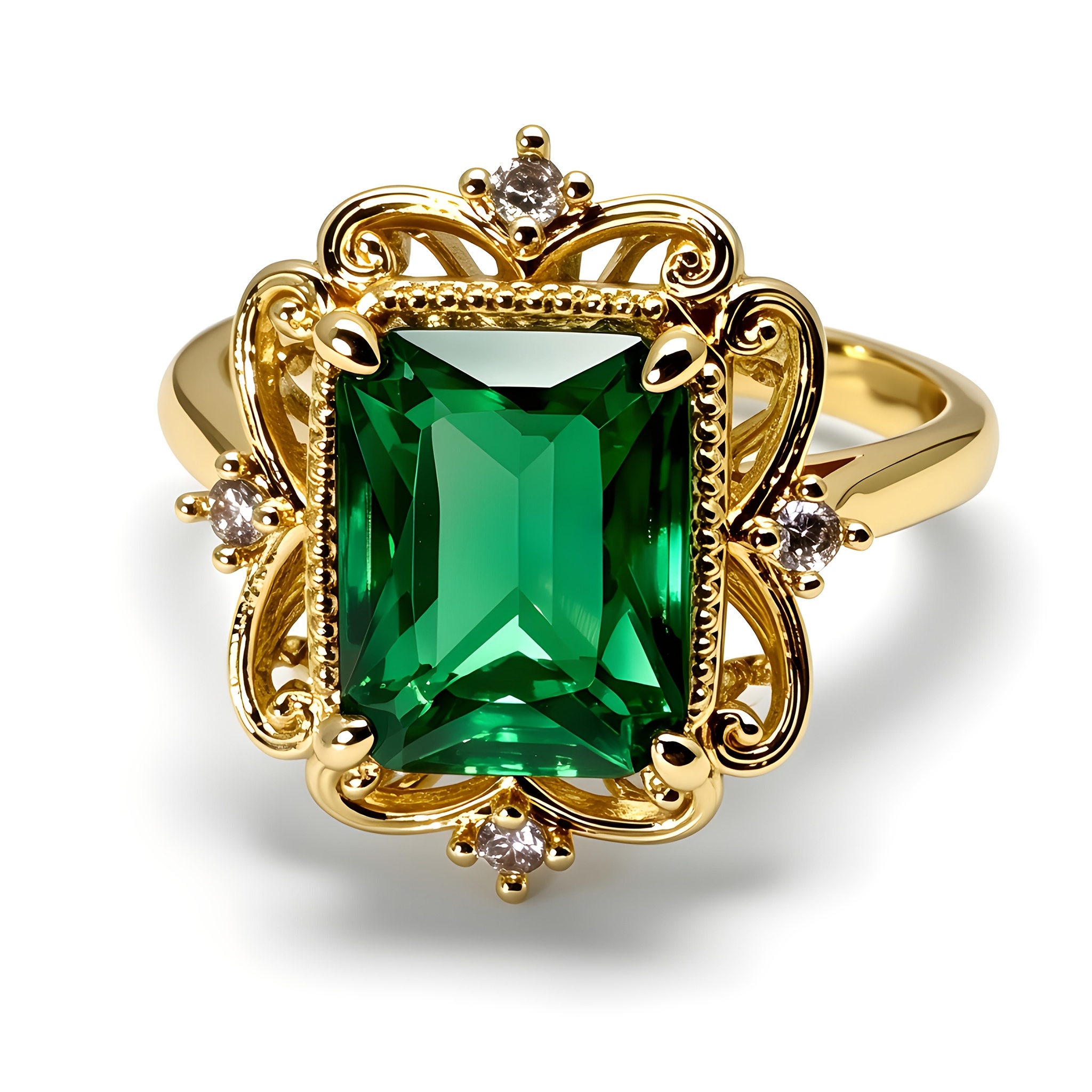 Retro Court Style Square Green Zirconia Ring