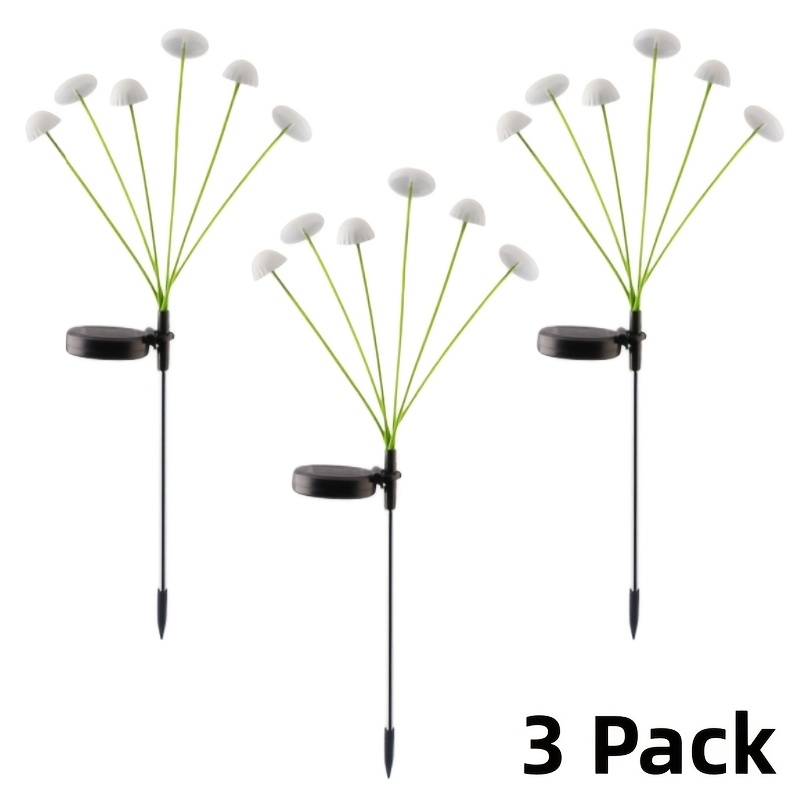 Image of 18 Led Solar Mushroom Lights, 3pack Solar Powered Landscape Pathway Lights, Ip44 , Outdoor Garden Yard Decor, Solar Garden Lights Outdoor, Warm White, By Wind For Fairy Garden Mushroom Decorations