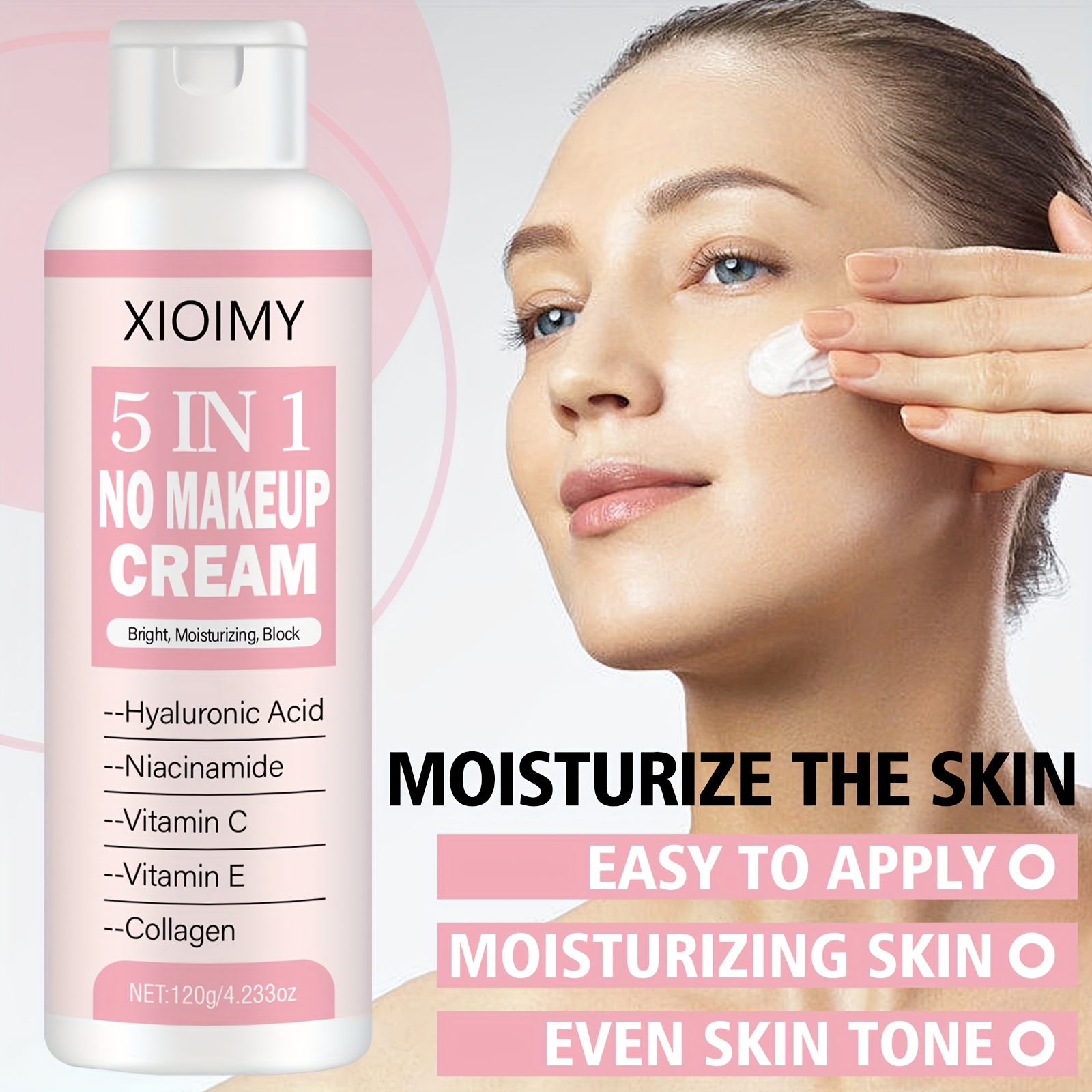 XIOIMY 5-in-1 Makeup Sense Plain Face Cream - Hypoallergenic, Alcohol-Free, Natural Makeup Effect with Hyaluronic Acid & Vitamin C, Suitable for All Light Types, Medium Coverage, Long-Lasting Brightening, Cream Form