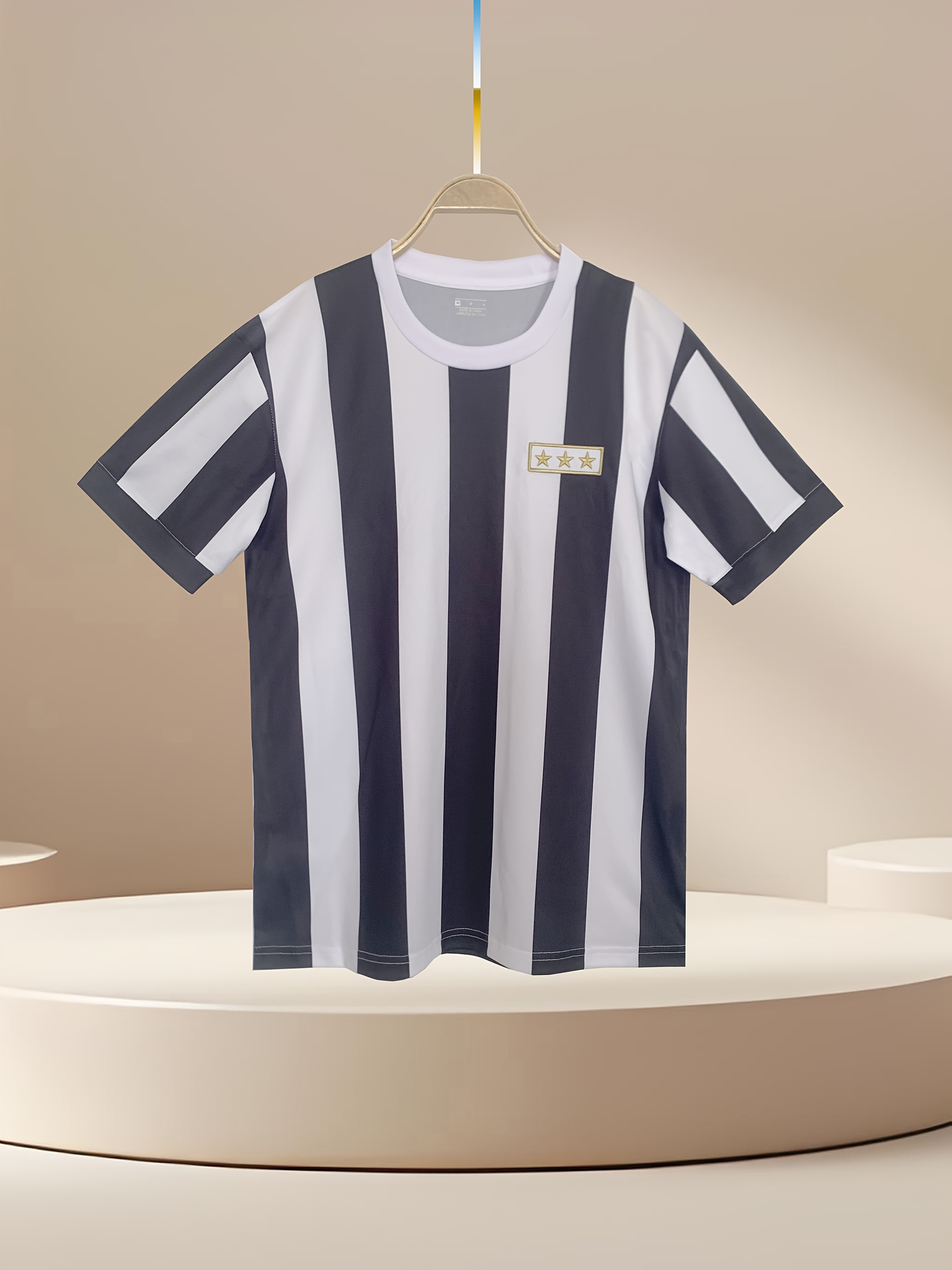 camiseta fútbol hombre rayas negras blancas Temu Ecuador