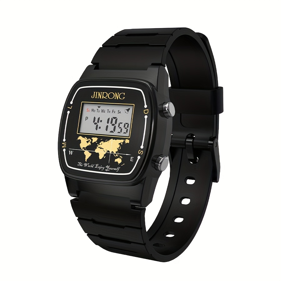 * Wrist Watch for Men and Women, 30M, Good Quality PU Strap, Rectangular Dial, LED Back Light, Electronic Drive Chronograph Alarm Multif * Wrist Watch for Men and Women, 30M, Good Quality PU Strap, Rectangular Dial, LED Back Light, Electronic Drive Chronograph Alarm Multif