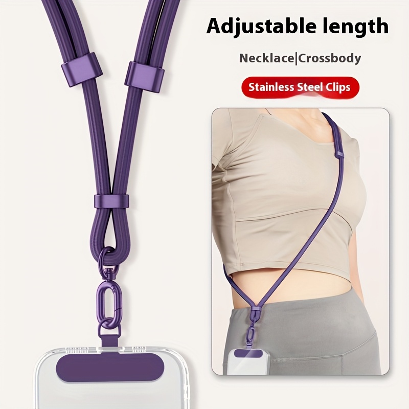Adjustable Crossbody Phone Lanyard, Durable Polyester Braided Neck Strap With Stainless Steel Spacer, Anti-lost Cell Phone Tether