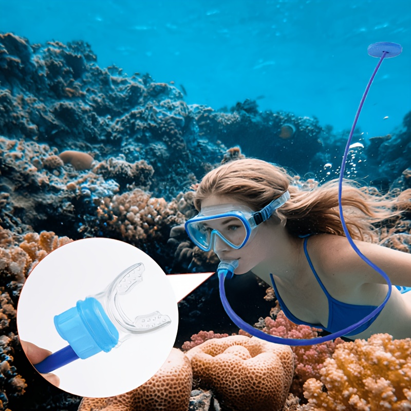 Snorkel, Anti-choking Single/double-head Breathing Apparatus, Underwater Breathing Valve, Silicone Material Oxygen Supply Device for Water Entry, Leak-proof Setup Water Entry Trainer, Deep Water Oxygen Supply Equipment Suitable for Beginner Adults