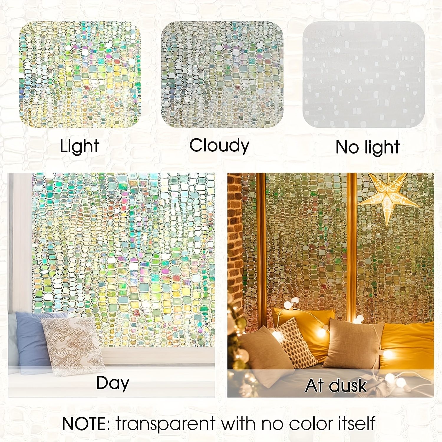 TEMU A Roll Of Self-adhesive Pvc Glass Static Window Film With Crocodile Skin Pattern, Suitable For Floor-to-ceiling Windows In Bathrooms And