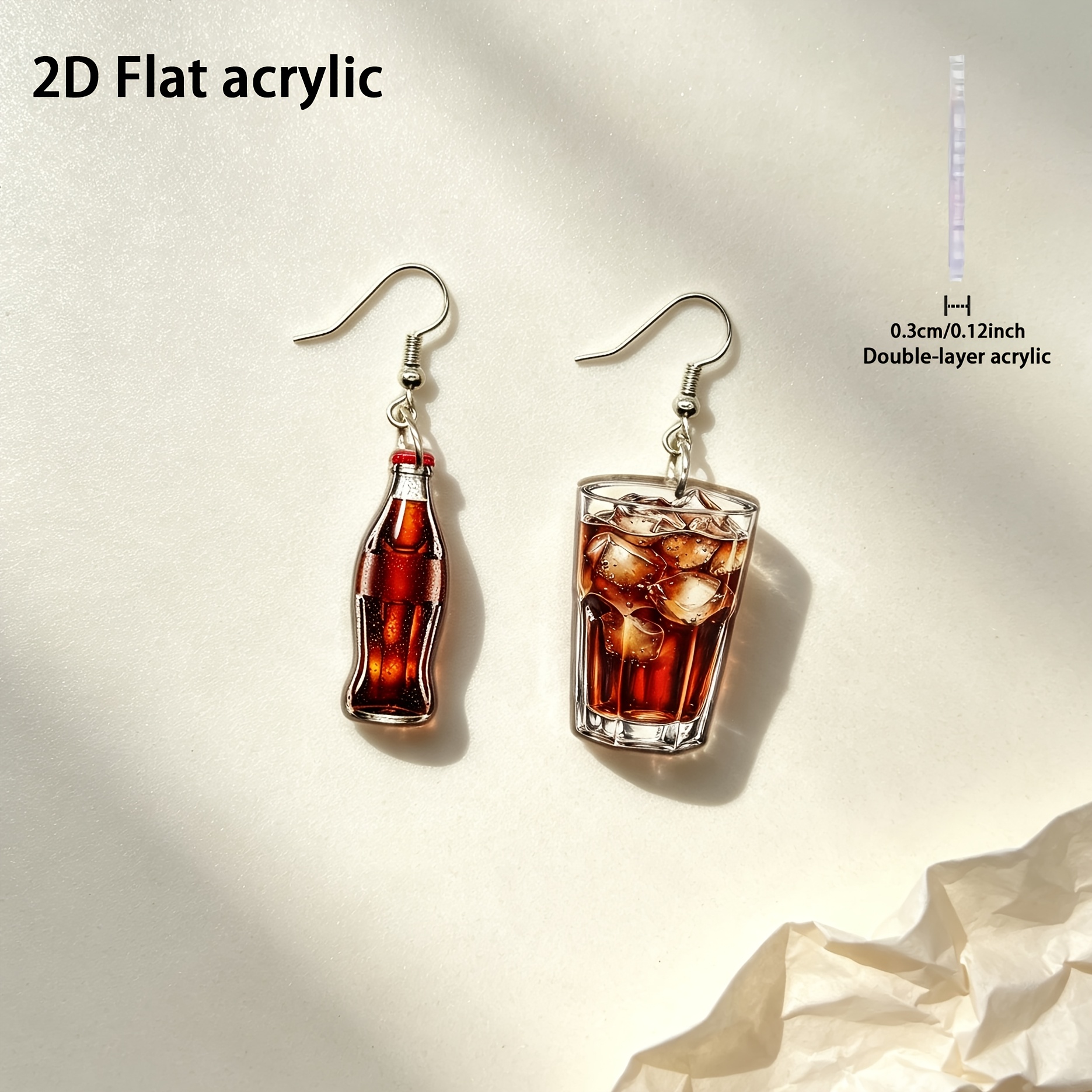 Asymmetric Cola Bottle & Iced Drink Cup Dangle Earrings