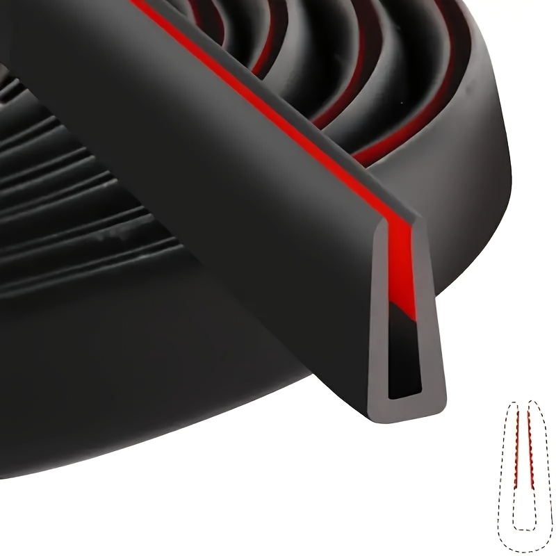 3-meter Rubber Edge Decorative Tape, Self-adhesive Black U-shaped Rubber Sealing Strip, Edge Protector, Anti-cutting