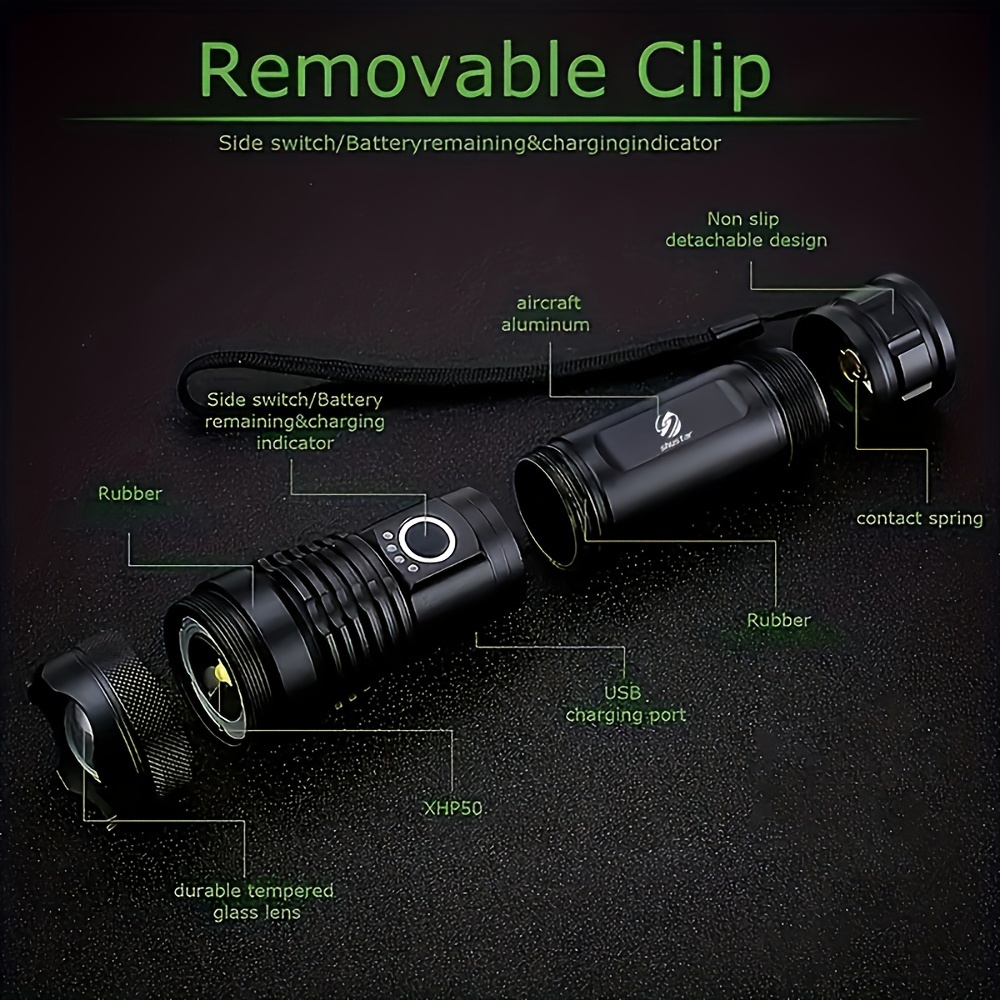 Rechargeable Led Flashlight For Outdoor Activities Waterproof