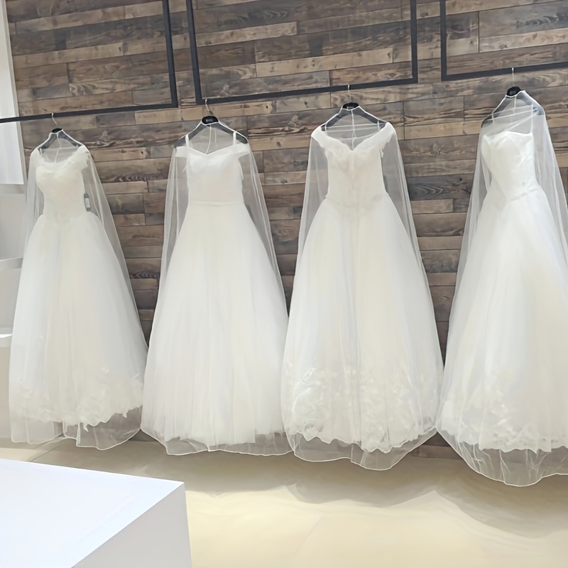 Image of 4-pack Reinforced Wedding Dress Dust Covers, Mesh Transparent Gown Bags, Extended And Widened Hanging Wedding Dress Bags, Evening Gown Dust Covers