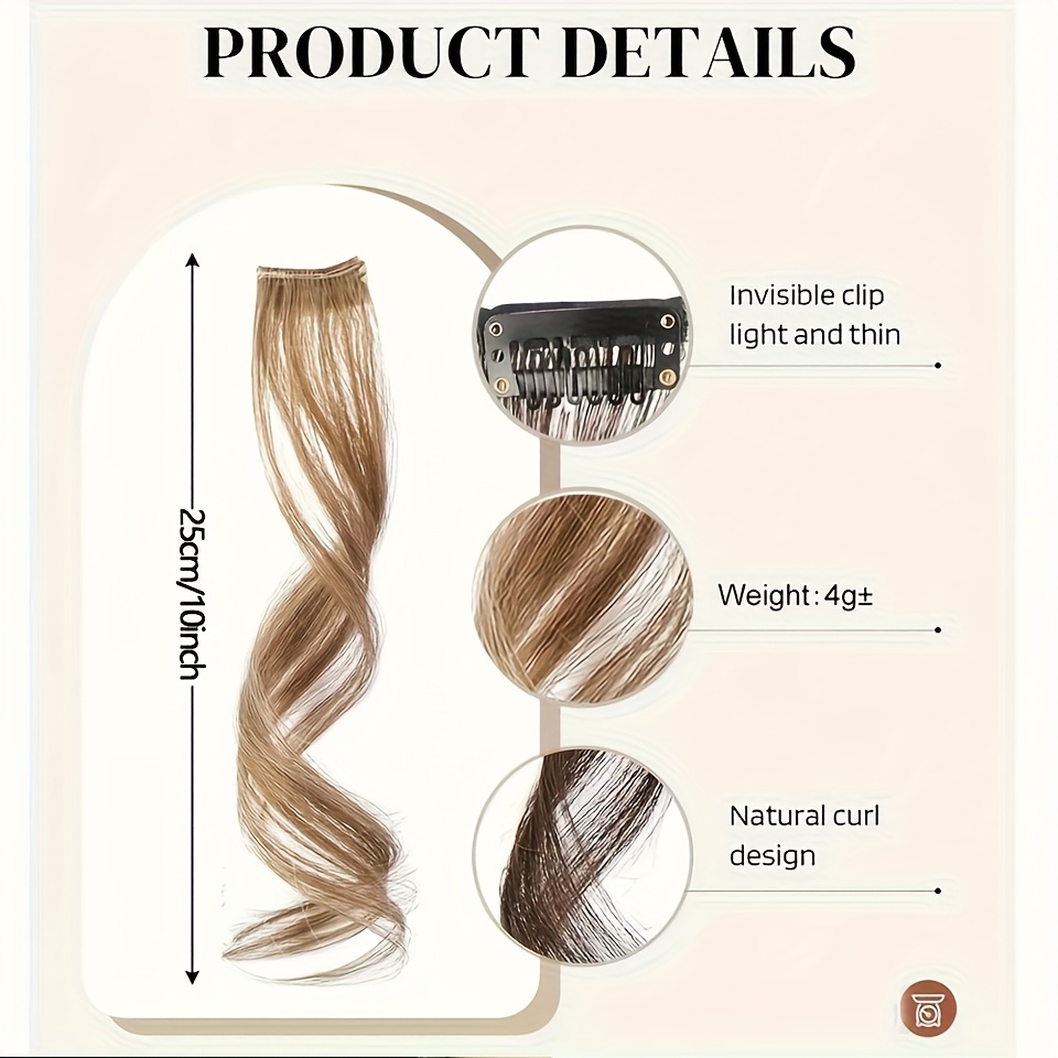 long curly wavy clip in hair extensions invisible synthetic dragon beard side bangs with temples for daily wear natural look for all hair types details 3