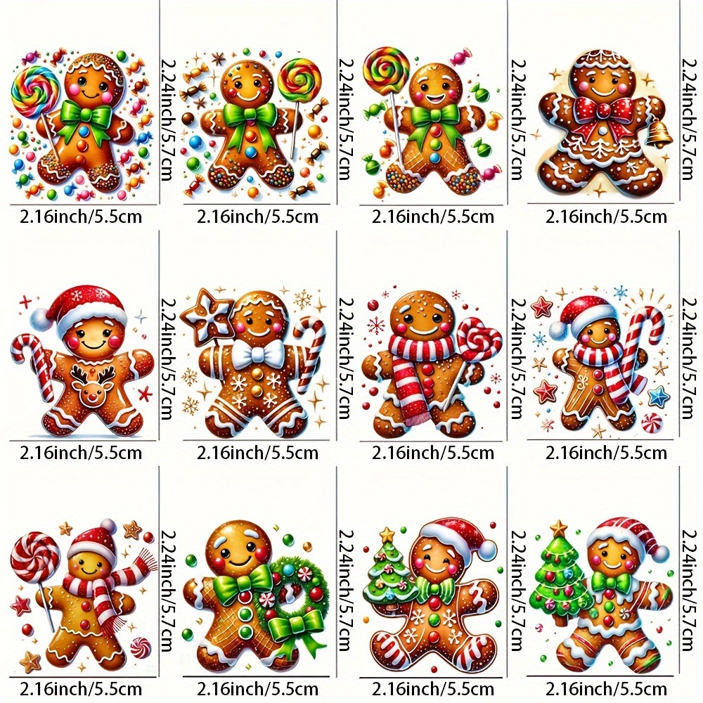 Image of Gingerbread For Man Christmas For Mug Self-adhesive Plastic Mug, Christmas Tree & Lollipop Uv Dtf Waterproof Scratch-resistant 3d Crystal For Glassware And Bottles - High-quality Transfers