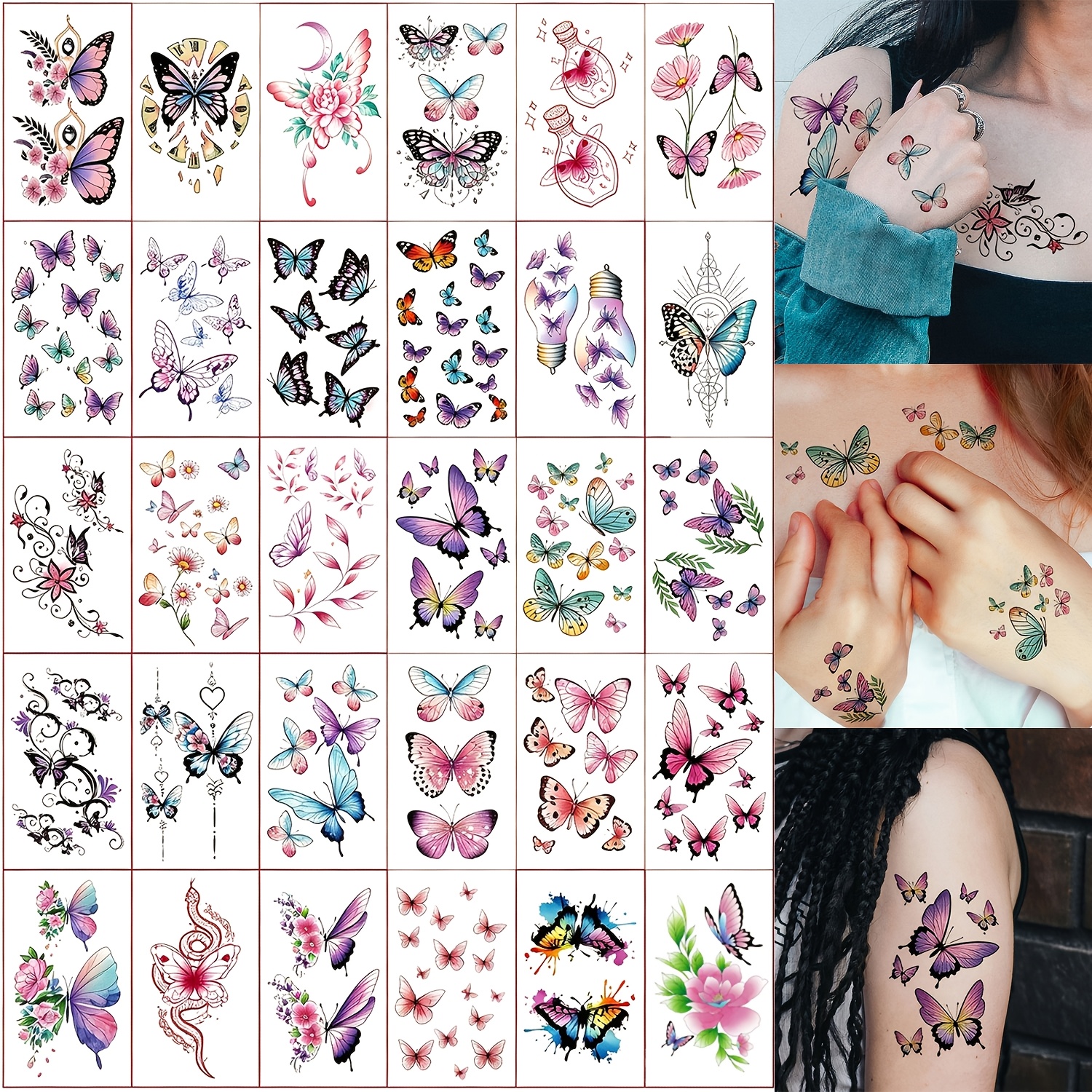 TEMU 30 Stück Schmetterling-Temporary-Tattoo-Aufkleber