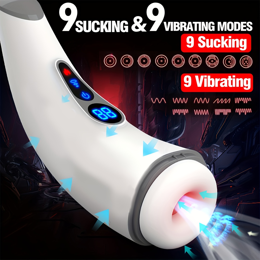 Adult Sex Toys Male Masturbator Sex Toys for Men with 9 Sucking & 9 Vibrating, 3D Textured Sleeve Heating Sex Machine Blowjob Male Vibrator Stroker, Pocket Pussy LCD Display