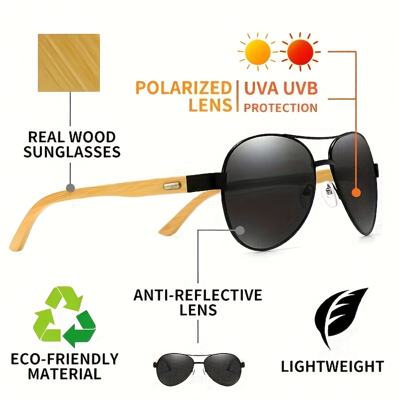 Polarized Square Sunglasses Handmade UVA/UVB Sunglasses for Men