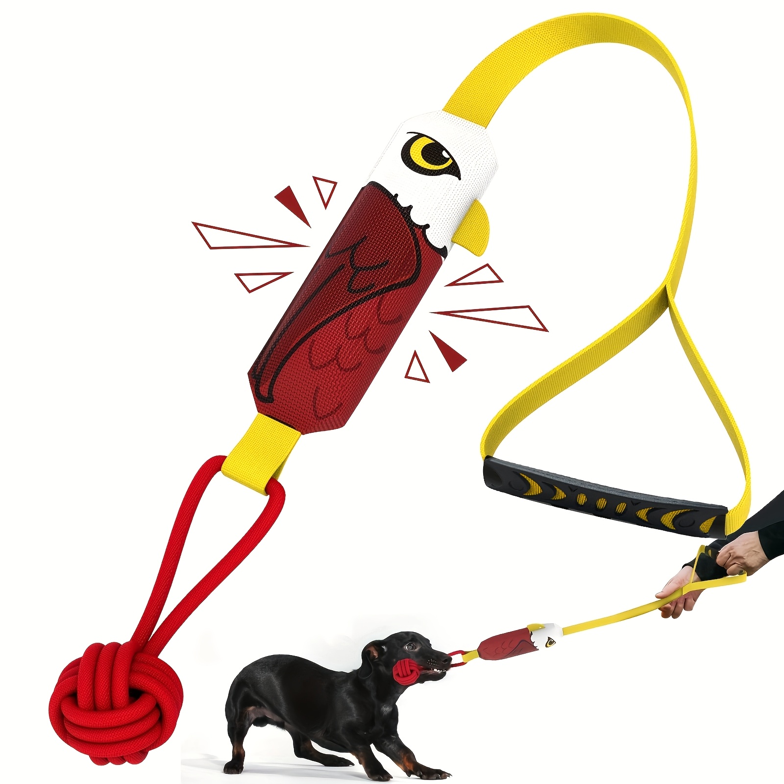 Rucacio Squeaky Dog Tug Toy For Medium & Large Dogs - Interactive Pull Toy With Eagle , Durable Chew-resistant Rope For Training, Teeth Cleaning & Mental Stimulation, Interactive Dog Toy